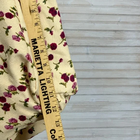 Lightweight Creamy Gold & Pink Floral Corduroy Tote Bag - Picture 8 of 10